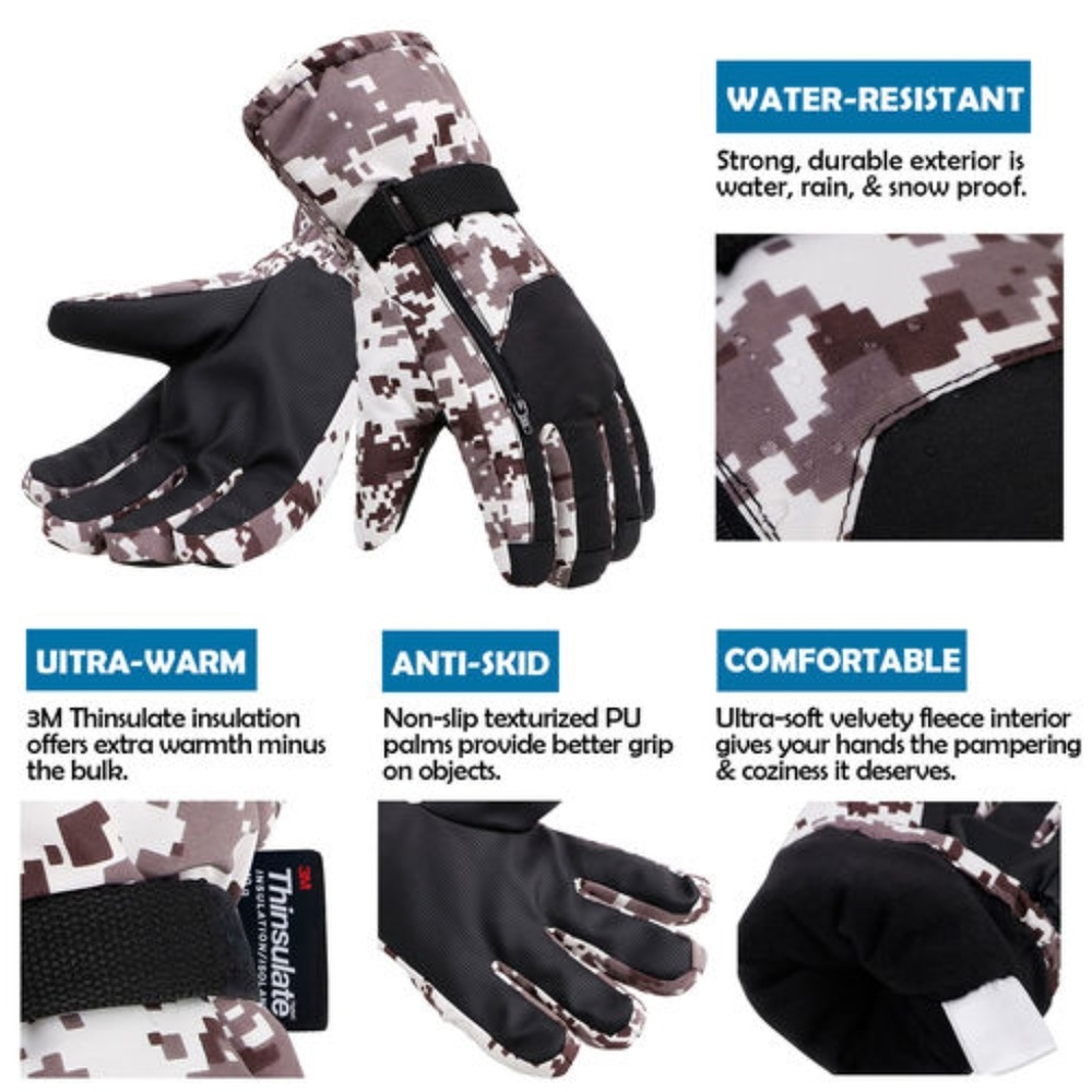 Winter Sports Thinsulate Waterproof Ski Gloves - Picture 3 of 5